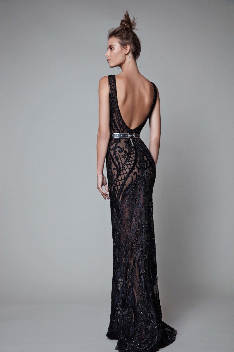 Berta Beading Backless Evening Dresses Black Full Lace Mermaid Prom Gowns Floor Length Formal Dress Custom Made