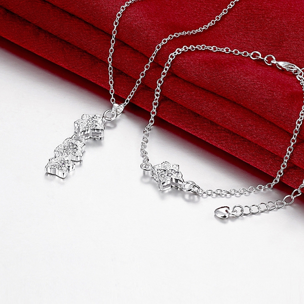 Christmas gift fashion 925 silver necklace bracelet Leaves jewelry sets STSS031A sterling silver blue gemstone rings fit women wedding