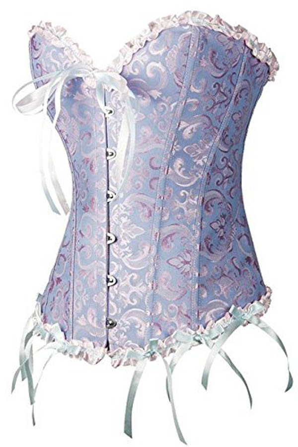 Frill Jacquard Brocade Corset Wholesale Plus size Lace up Women Ribbon Floral Embroidery Overbust Sexy Dance Bridal Corse Bustiers