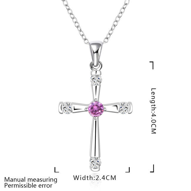 High grade women's cross shape Pendant Necklace purple gemstone sterling silver plated necklace STSN656,fashion 925 silver necklace free