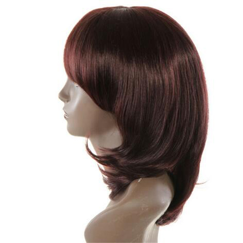Women short straight Red Brown High temperature Synthteic Hair wig