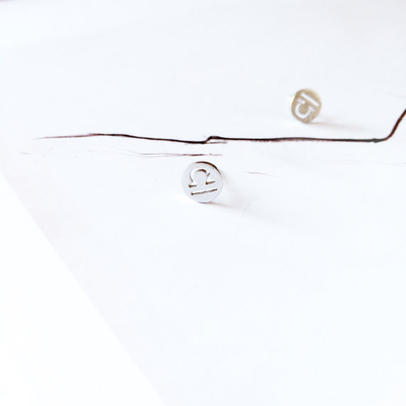 30Pair- S001 Libra Stud Earrings Signs 12 Zodiac Constellation Earrings Horoscope Astrology Round Disc Stud Earrings for Birthday Gifts