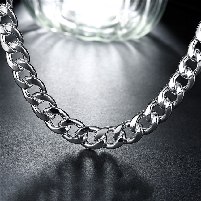 Heavy 60g 10MM Full side necklace Men sterling silver plate necklace STSN039 silver Chains necklace factory