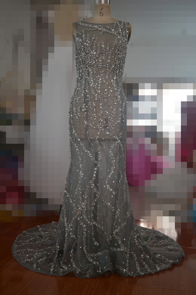 sleeveless floor length backless sexy evening dresses cutsom made major beading mermaid luxurious evening gowns