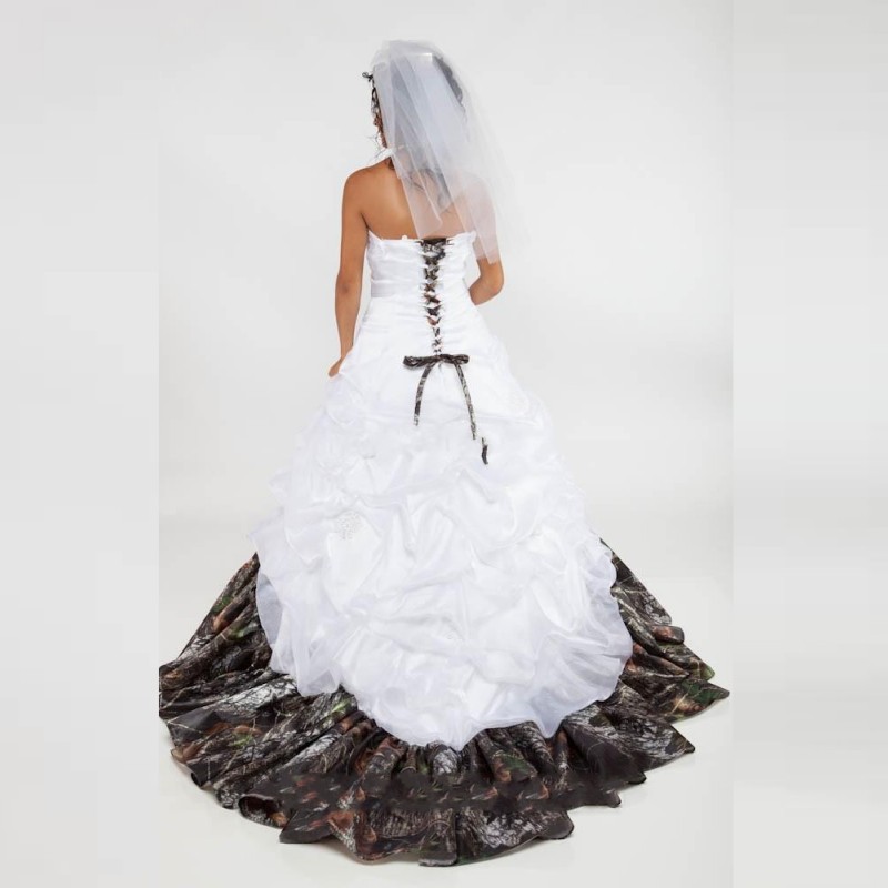 Elegant Camo White Wedding Dresses 2021 Sweetheart Appliques Beads A Line Satin Floor-Length Party Bridal Gowns