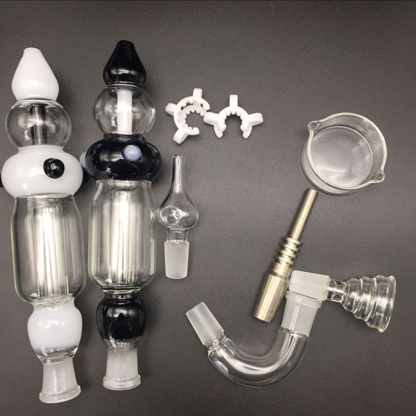 Hookahs Two Functions Nector Collector Glass Water Pipes For Smoking With Titanium Nails Quartz Nail Dabber Dish Ashcatcher Bongs HM85