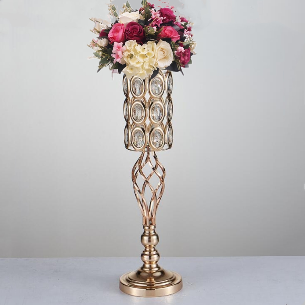 Metal Golden Candle Holders Hollow Wedding Table Candelabra Centerpiece Flower Rack Road Lead Home Decor 10 Pcs / Lot
