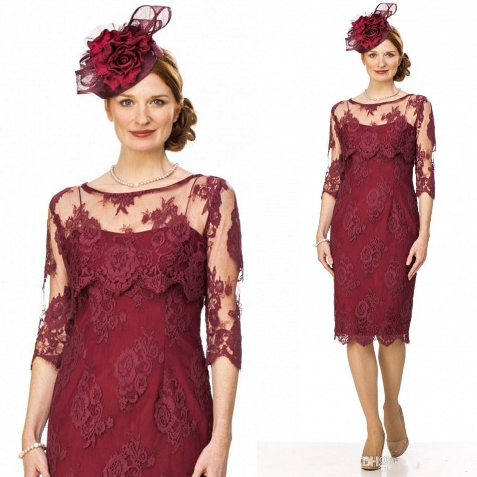 2017 New Vintage Burgundy Lace Mother's Dresses Elegant Scoop Half Long Sleeves Mother Of The Bride Dresses Plus size Wedding Party Gowns
2017 New Vintage Burgundy Lace Mother's Dresses Elegant Scoop Half Long Sleeves Mother Of The Bride Dresses Plus size Wedding Party Gowns