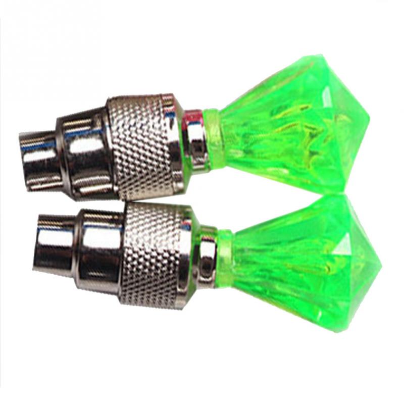 2Pcs LED Bicycle Wheel Tire Valve Light Safety Warning Flashing Diamond Car Lamp Decorate Bike Light Gorgeous Night Tail Light