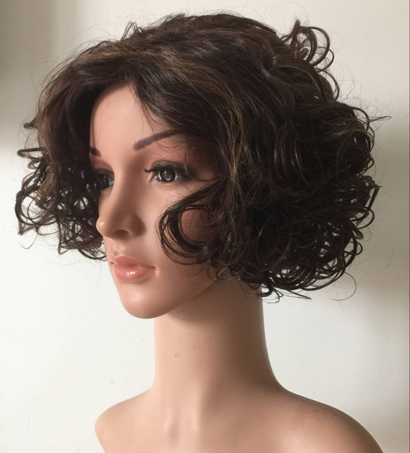 Fashion Short Synthetic Black Curly wig Wave Hairstyle Hightemperature Cosplay for Ladys