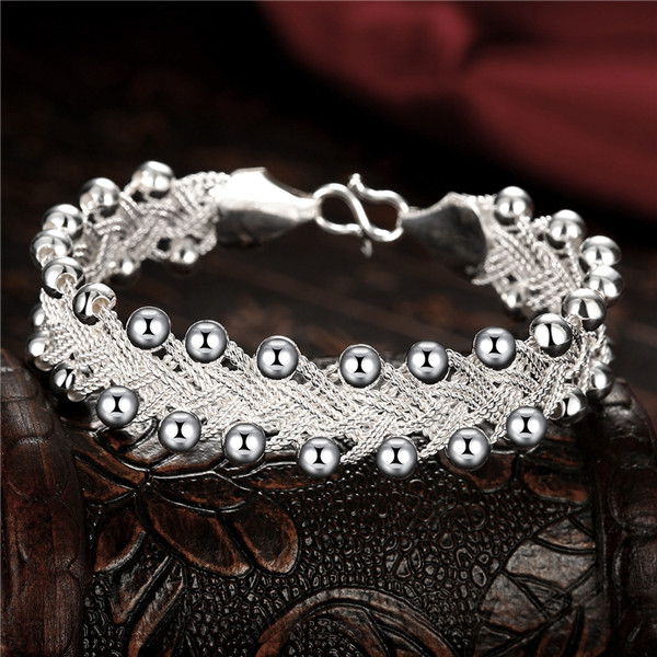 Hot sale christmas gift 925 silver Woven Bracelet DFMCH402,Brand new fashion 925 sterling silver plated Chain link bracelets high grade