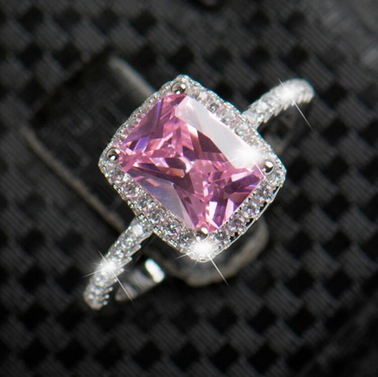 Handmade Sterg Sier Cushion Cut Multi-Color Amethyst Topaz Women's Wedding Band Ring