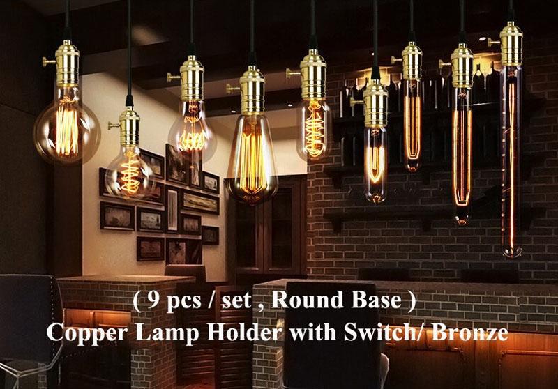 loft hanging lights vintage pendant lights copper lamp holder Edison light bulb industry pendant lamps Golden/Chrome E27 W-filament bulb