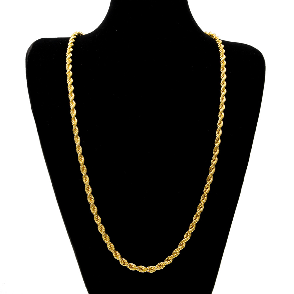 65mm Thick 80cm Long Solid Rope ed Chain 14K Gold Silver Plated Hip hop ed Heavy Necklace 160gram For mens