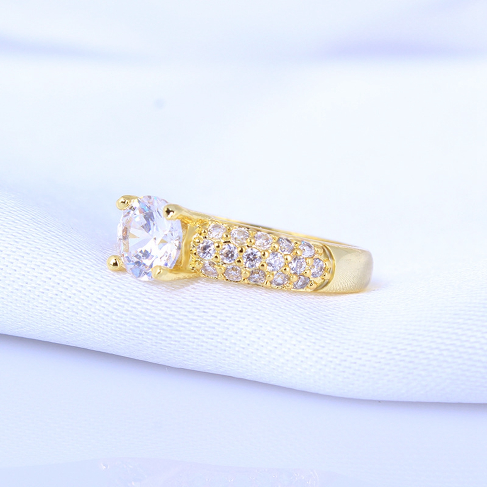 Solitaire Ring Round Cut 18k Yellow Gold Filled Bridal Womens Ring Size 7