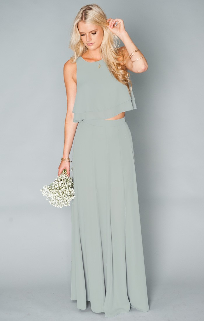 Elegant 2016 Cheap Chiffon Two Pieces Beach Bridesmaid Dresses Under 100 Simple Summer Long Wedding Dress Custom Made China EN4088