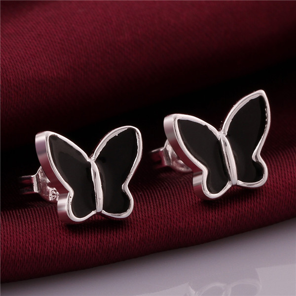 Brand new sterling silver Glossy butterfly earrings DFMSE563 women's 925 silver Dangle Chandelier earrings wedding gemstone faxtory direct