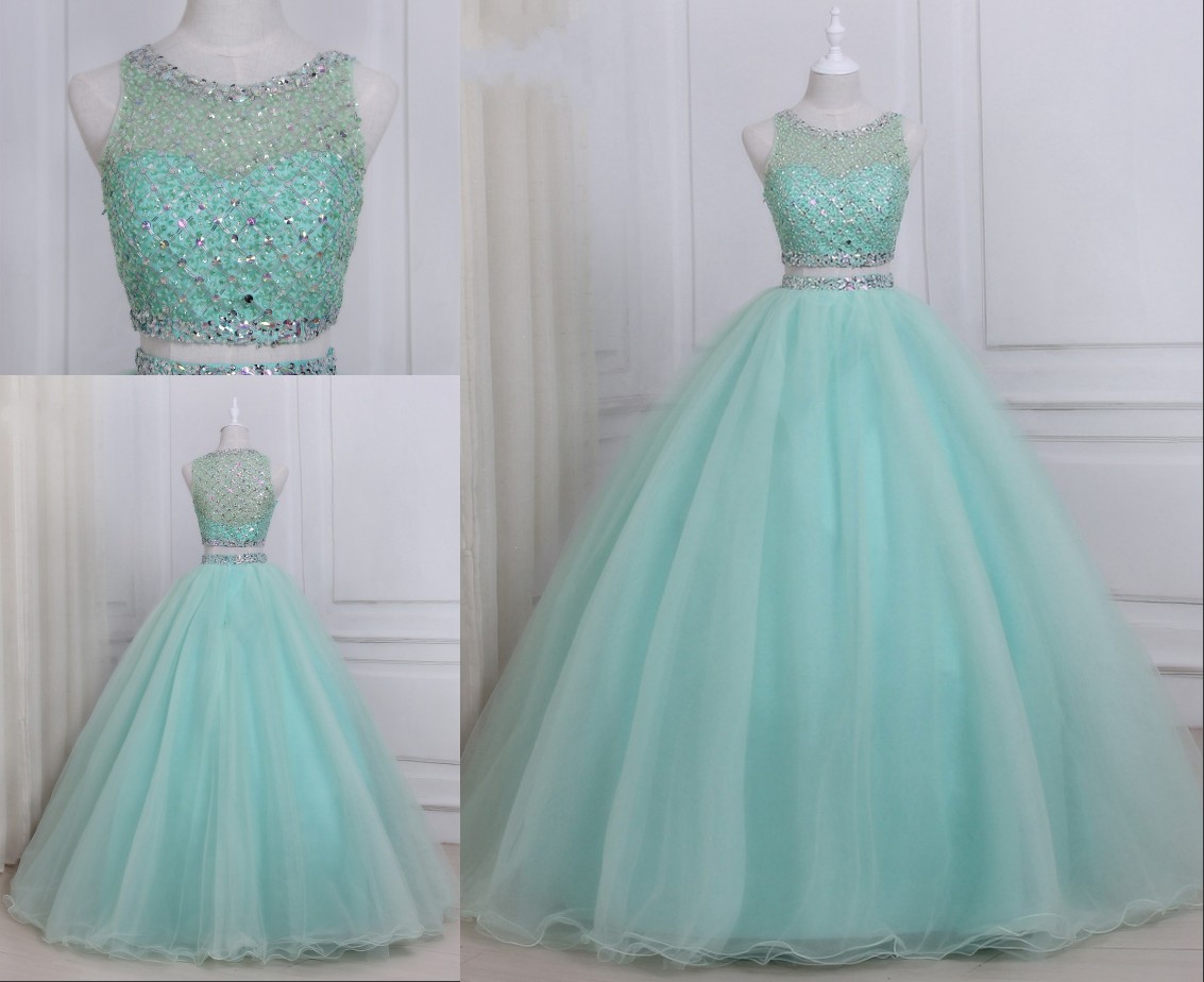Stunning Mint Ball Gowns Prom Dresses Two Pieces Tulle Luxury Rhinestones Beaded Hollow Back Jewel Sheer Neck Long Party Evening Dress Gowns, Water melon
Stunning Mint Ball Gowns Prom Dresses Two Pieces Tulle Luxury Rhinestones Beaded Hollow Back Jewel Sheer Neck Long Party Evening Dress Gowns, Water melon