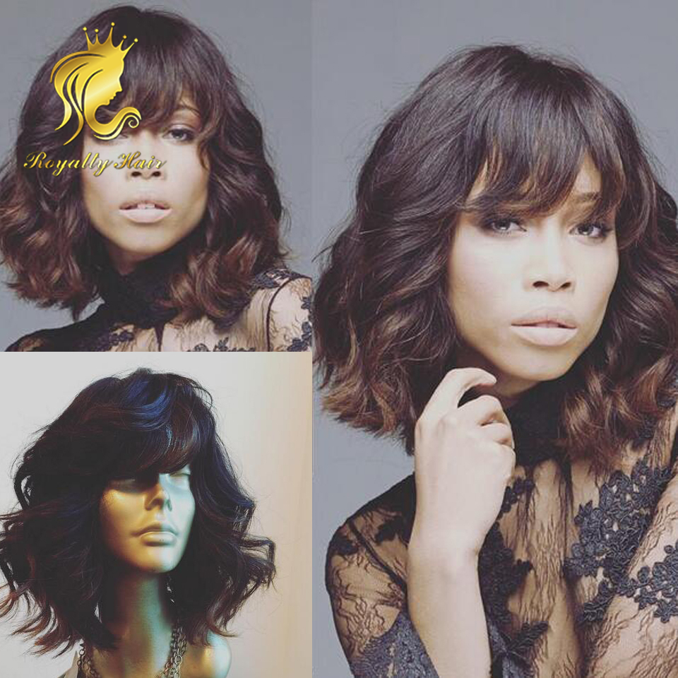 African American natural wave ombre Glueless lace front wig full lace wig Peruvian human hair wigs Fast shipping