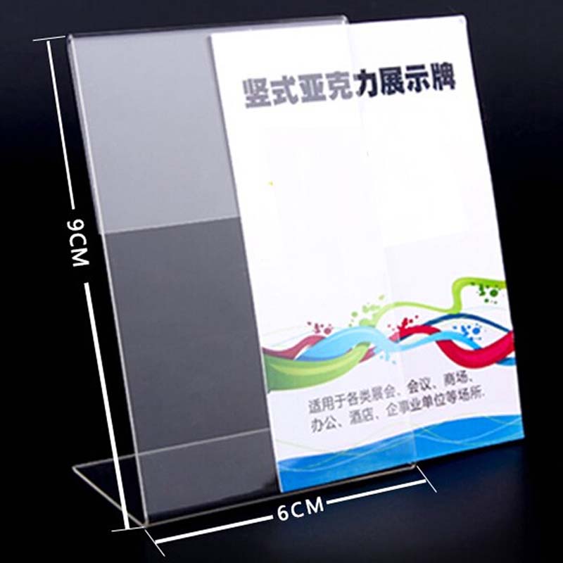 New 10pcs/lot High Quality Clear 6x9cm L Shape Acrylic Table Sign Price Tag Label Display Paper Promotion Card Holder Papelaria