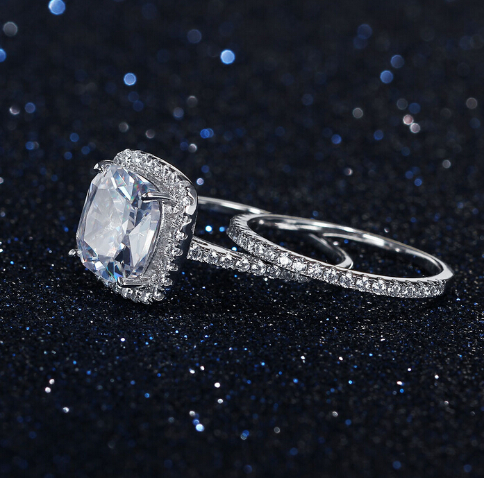 Designer Victoria Wieck Cushion-cut Women Fashion Jewelry 10kt White Gold Filled Simulated Topaz Simulated Diamond Wedding Bridal Ring Set Size 5-11