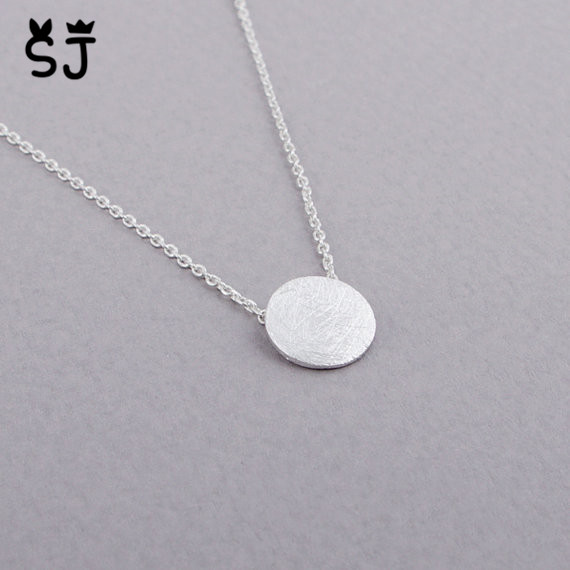 10PCS Brushed Round Circle Necklace Tiny Disk Coin Necklace Geometric Disc Dot Necklace Simple Pie Necklaces for Women