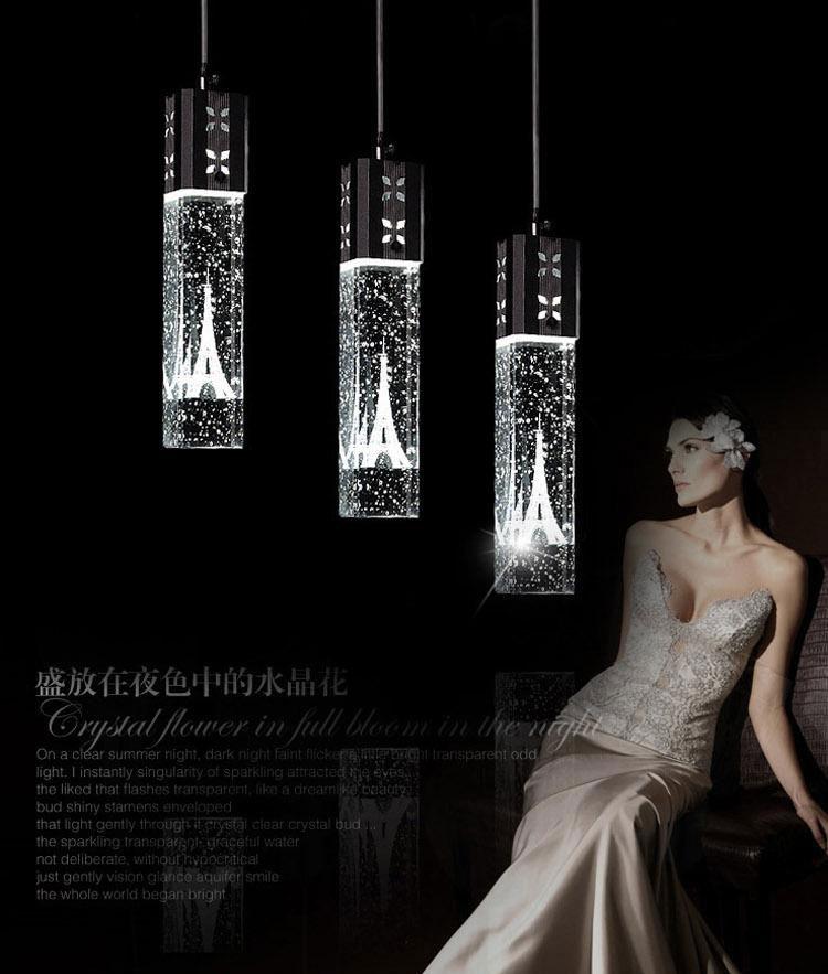 Crystal Bubble Light Eiffel Tower Pendant light Ceiling lamp Bar Dining Room lamparas de techo colgante moderna