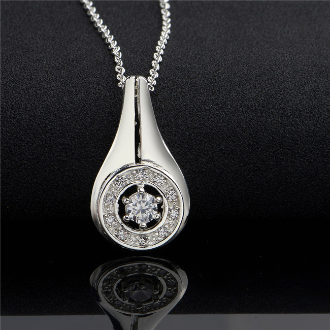 Hot sale water bottle Pendant necklace white gemstone sterling silver plate necklace STSN504,fashion 925 silver necklace factory direct sale