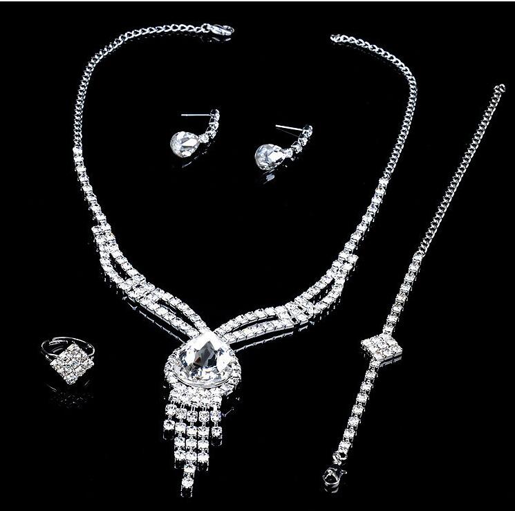 Wedding jewelry sets Earrings Necklace rings bracelet Accessories one set include four pcs luxury fashion new style free shippingHT126 Z260313