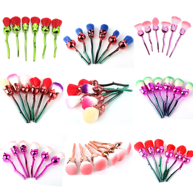 Rose Flower Makeup Brush Set 6pcs Face Powder Foundation Blush Cosmetic Tools Golden Rainbow make up brushes Kit
Rose Flower Makeup Brush Set 6pcs Face Powder Foundation Blush Cosmetic Tools Golden Rainbow make up brushes Kit