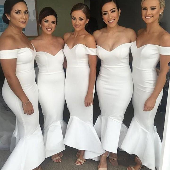 Cheap Mermaid Long Bridesmaid Dresses Off Shoulder Satin Evening Dresses High Low Ruffles Plus Size Maid Of Honor Party Gowns
Cheap Mermaid Long Bridesmaid Dresses Off Shoulder Satin Evening Dresses High Low Ruffles Plus Size Maid Of Honor Party Gowns