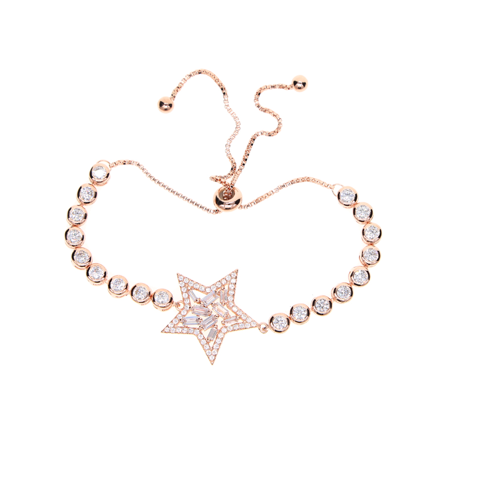 luxury fashion jewelry 2017 new baguette cubic zirconia star charm for christmas gift CZ tennis fashion sparking bracelet