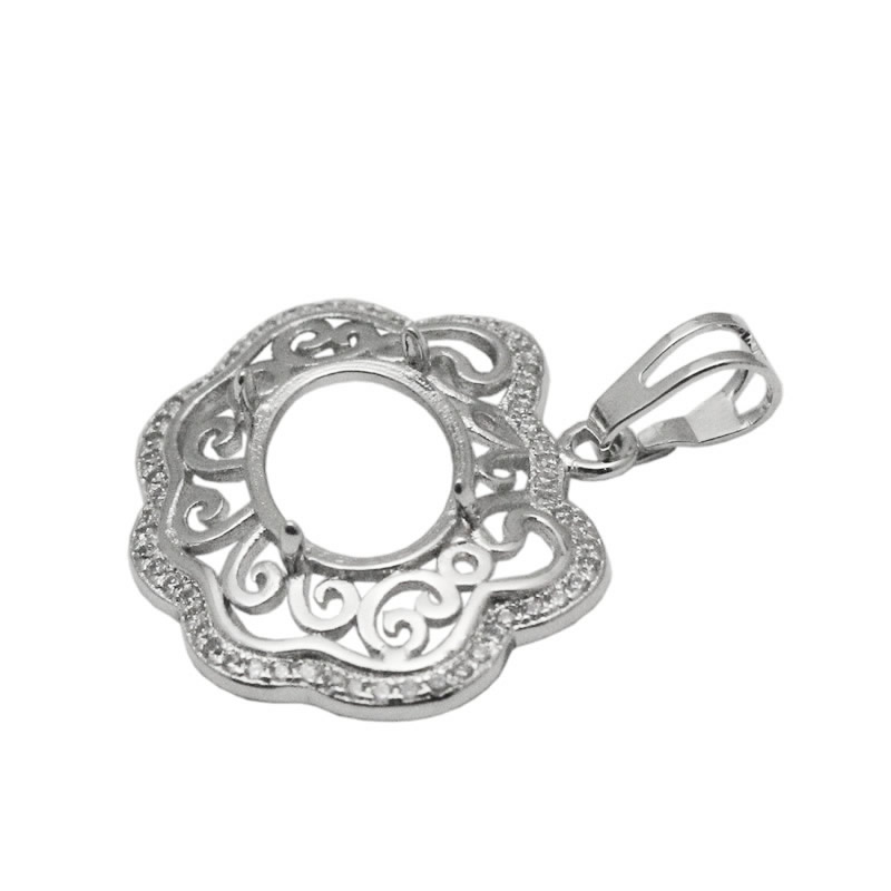 Beadsnice 9x13 Oval Stone Pendant Semi-mount Setting Sterling Silver Handmade Accessories Blank Pendant Base Cloud Shaped ID 34064