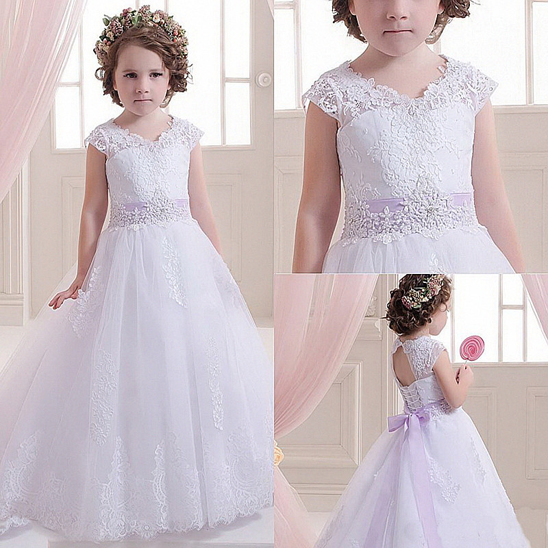 Pretty Lace Flower Girls Dresses For Weddings And Party Tulle Appliques Tank Girls Long Pageant Dress communion, Purple
Pretty Lace Flower Girls Dresses For Weddings And Party Tulle Appliques Tank Girls Long Pageant Dress communion, Purple