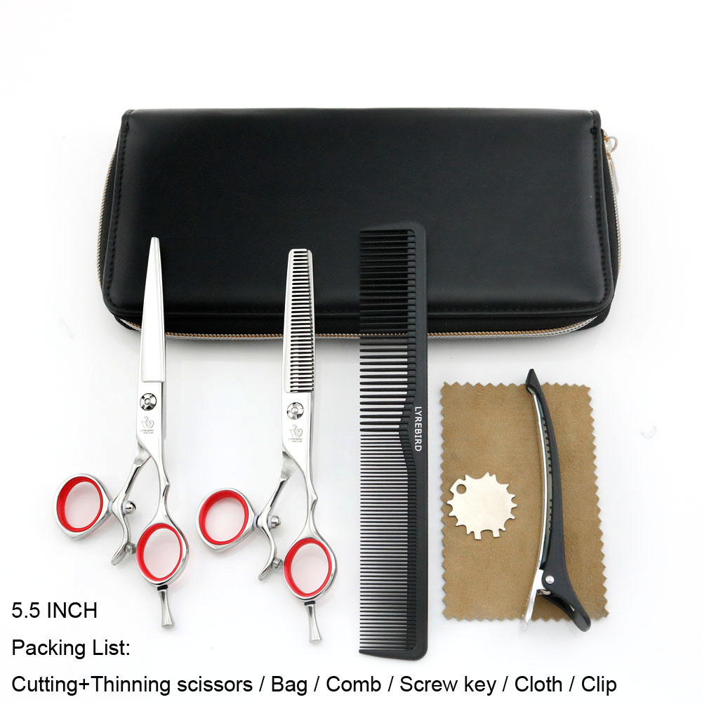 Lyrebird HIGH CLASS Professional hair scissors 5.5 INCH 180 degree Thumb Swivel handle Barber scissors