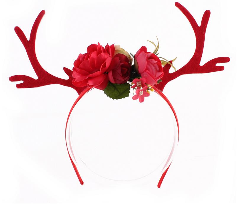 Women Girls Flower Crown Hair Sticks Deer Antler Ears Flower Hairband Headband Christmas Party Costume Headbands Birthday headwear handmade