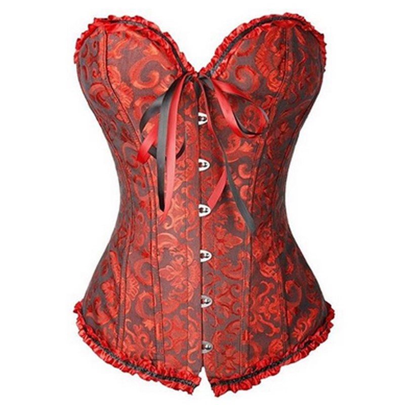 Wholesale 2016 Halloween Christmas Brocade Sweetheart Corset with Flocked Layered Skirt For Dancing Party Women's Dance Corselet Costumes