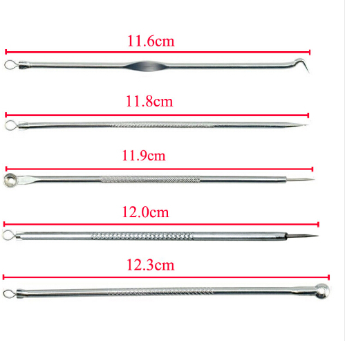 Face Skin Care Stainless Steel Blackhead Blemish Acne Pimple Extractor Remover 5Pcs Kit Tool Cleanser Beauty