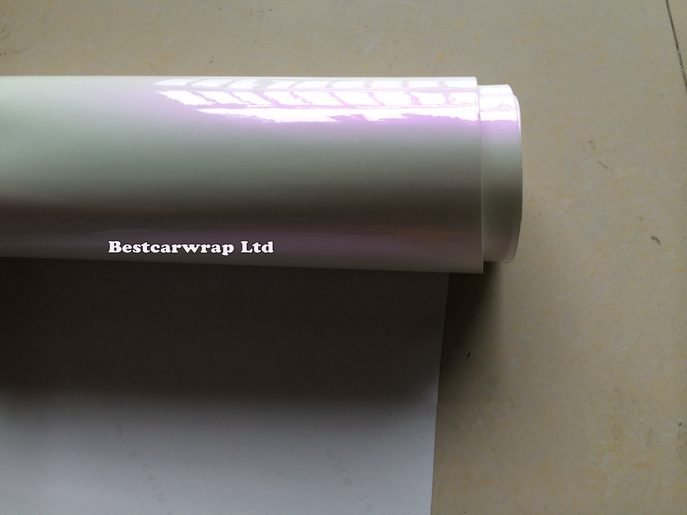 Premium Pearl Gloss White / Purple Pearl Car wrapping Film with Bubble Free For Car Sticker Vinyle Flip - flop foil Size: 1.52*20m/Roll