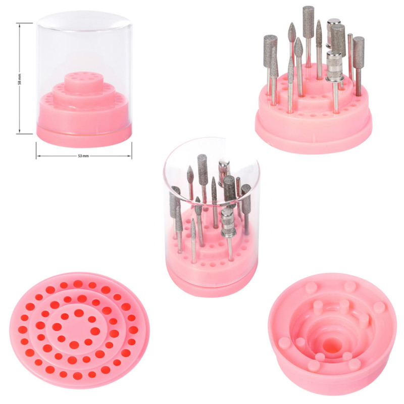 Wholesale- New 48 Holes Nail Drill Bit Holder Exhibition Stand Display With Acrylic Cover Pro Nail Art Container Storage Box Manicure Tool
Wholesale- New 48 Holes Nail Drill Bit Holder Exhibition Stand Display With Acrylic Cover Pro Nail Art Container Storage Box Manicure Tool