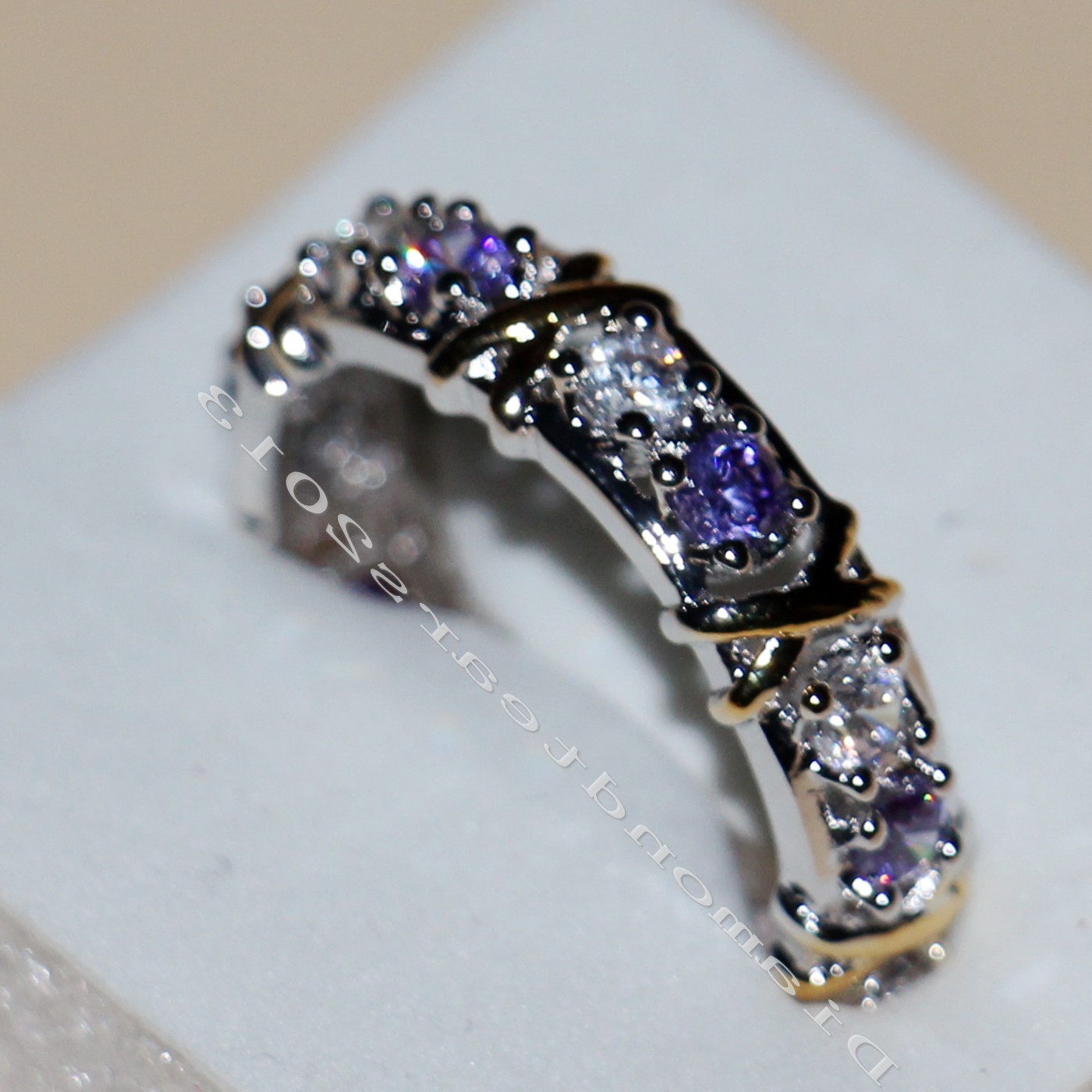 Size 5-11 2016 New Hot Jewelry 2 color 925 sterling silver Amethyst&topaz CZ Diamond Wedding Engagement Band RINGS For Women LOVE GIFT