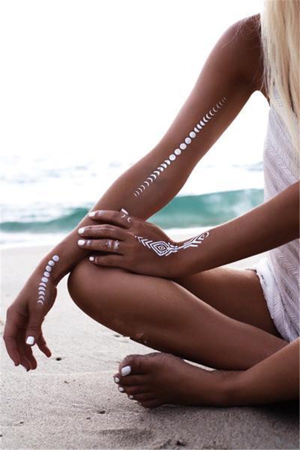 Tattoo Exclusive Custom Hot Stamping Hot Stamping Waterproof Tattoo Stickers Europe And America Geometrical Metal Body Tattoo Paper 4 A Set