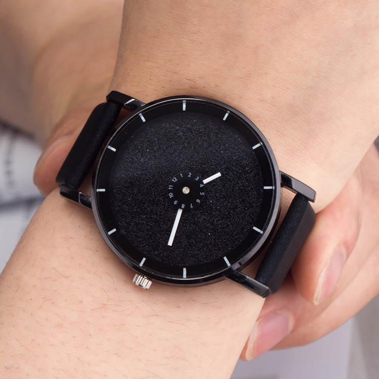 Fashion Student Watches Simple Minimalism Starry Sky Design Circle Double Pointer Women Man Leather Strap Wristwatches, Leave a message about color