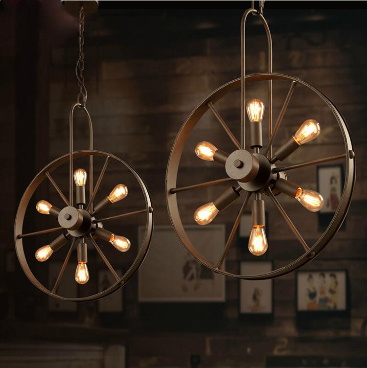 Pendant Lamp Vintage Loft Chandelier Industrial Wind Wheel Creative Cafe Restaurant Personality Retro American Country Iron Chandeliers
