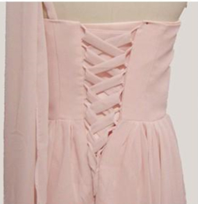 Pleated Long Chiffon Bridesmaid Dress Nude Pink Floor Length A Line Bridesmaid Gowns Lace Up