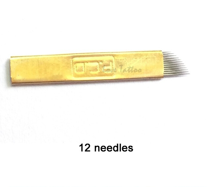 Permanent Eyebrow Makeup Manual Tattoo Bevel Blades 12 Needles for Microblding Pen s 100Pcs/lot