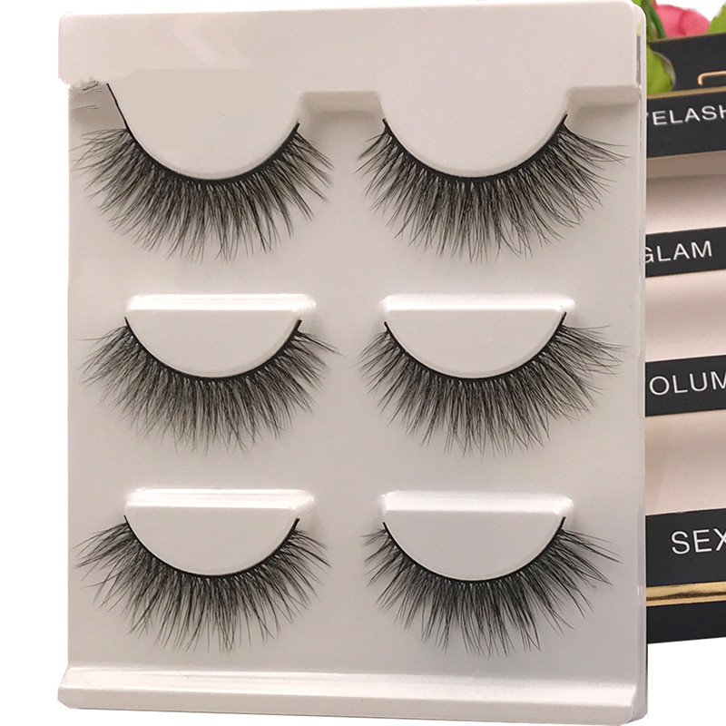 New 3 pairs natural false eyelashes fake lashes long makeup 3d mink lashes extension eyelash mink eyelashes for beauty