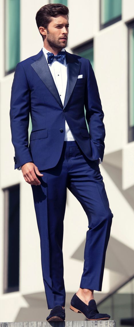Blue Slim Fit Wedding Tuxedos Two Pieces Custom Made Formal Groom Wear Business Suit High Quality Men Wedding Suits