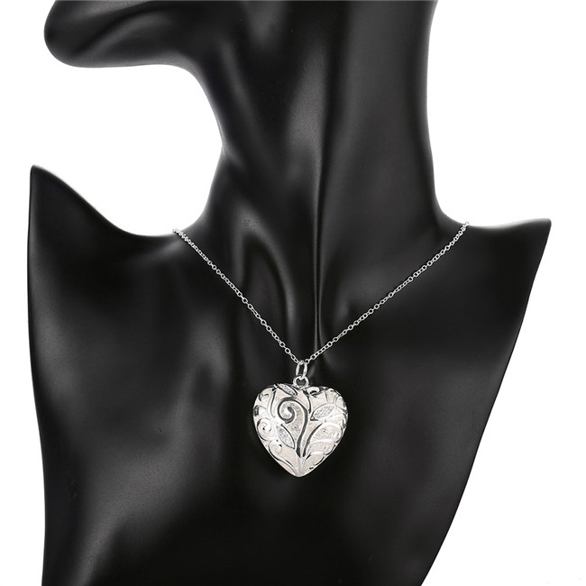 Brand new Three dimensional heart shape pendant necklace white gemstone sterling silver plated necklace STSN224 ,fashion 925 silver necklace