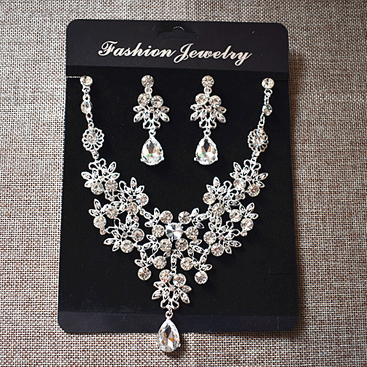 2022 Fashion Crystal Adjustable Bridal Jewelry Sets Wedding Rhinestone Necklace Earrings Jewelry Set Cheap Wedding Accessories